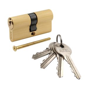 Wkładka Bębenkowa AXEL 30/30, 5 Zastawek, 4 Stalowe Klucze, Kolor Mosiądz